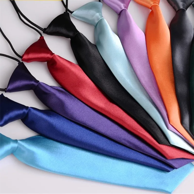 1PC Ties Student Retro Black Solid Silky Narrow Neck Tie Slim Smooth Women Zipper Necktie Casual Elegant All-match Trendy Unisex