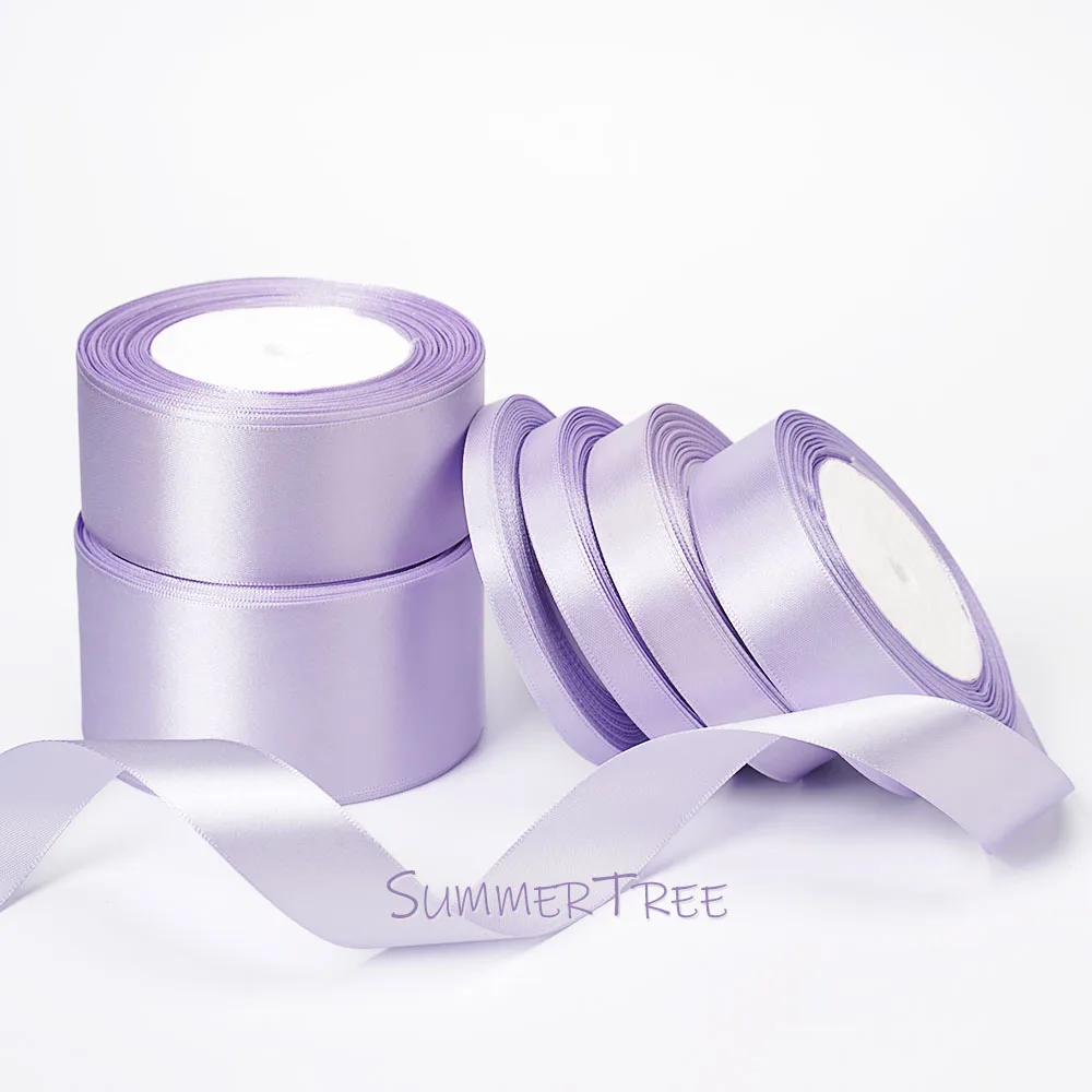 Lila Satinband 25 Yards 22,8 Meter 6 mm 10 mm 15 mm 25 mm 38 mm 50 mm Hellviolett für handgefertigte DIY-Geschenkverpackung Halloween-Dekoration – Detail 3