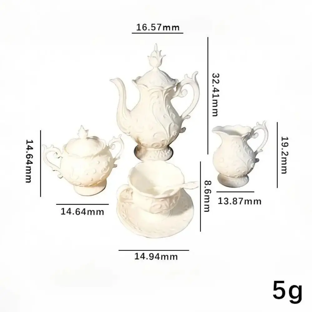 Miniature Dollhouse Teapot Miniature Scale 1:12 Simulation Model House Decor Accessories Mini Flower Relief Dish view 5