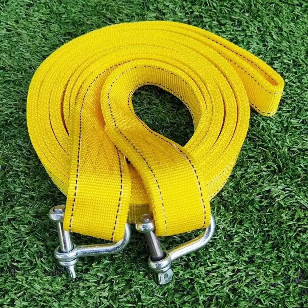 3M Heavy Duty Car Tow Strap With 2 Steel D Shackles Thickened Emergency Vehicle Recovery Towing Rope For Truck Breakdown Rescue