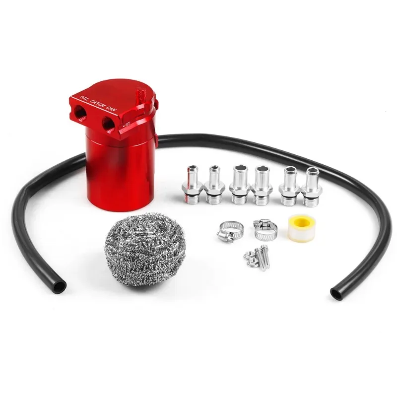 300ML Baffled Oil Catch Can Reservoir Tank Breather Filter 2 Port Mount Bracket