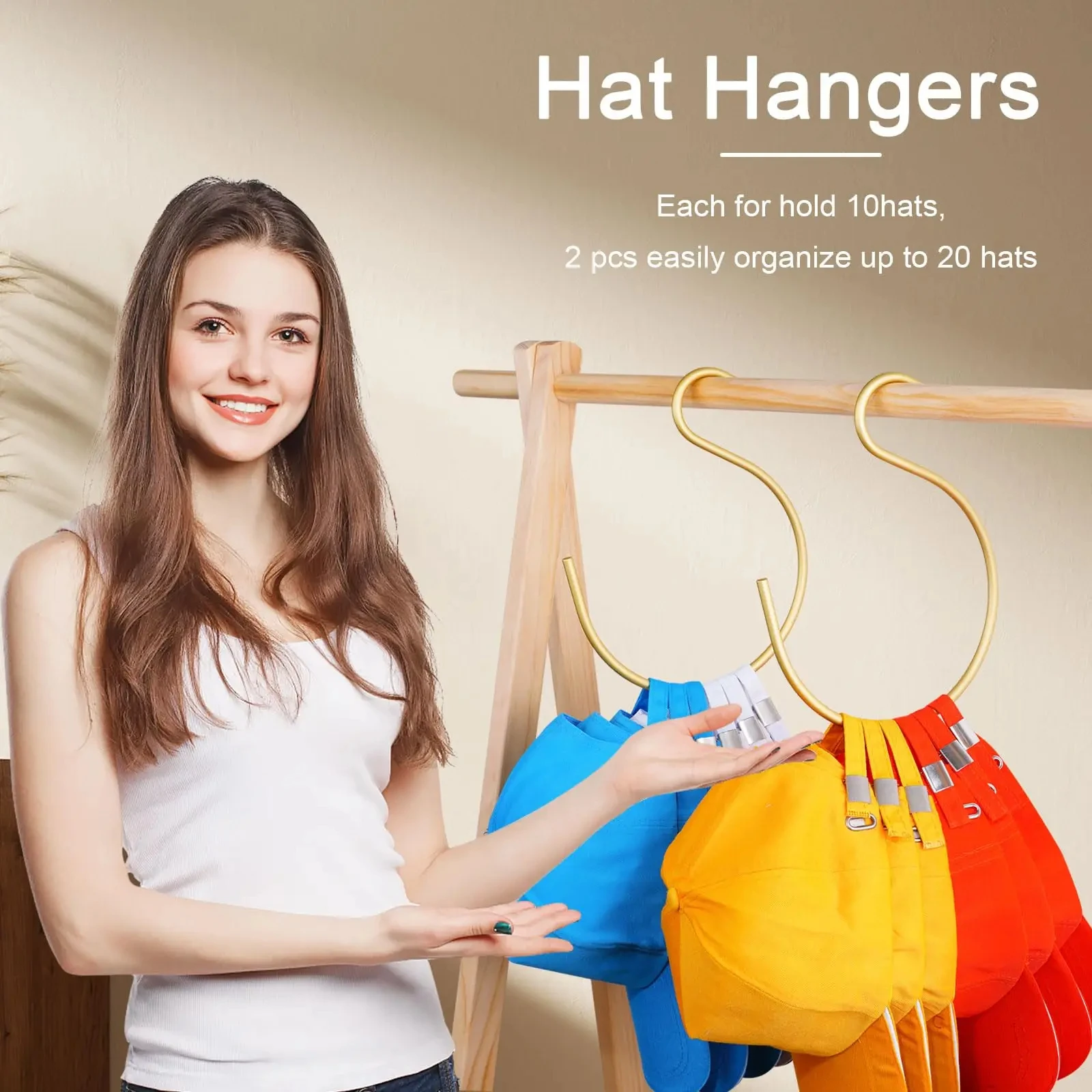 Hat Hooks for Baseball Caps Aluminium Baseball Cap Organizer Hanger Cap Rack Hat Storage Holder for Closet Bedroom Saving Space