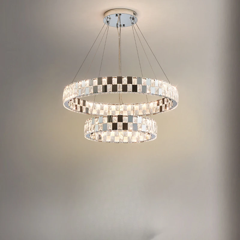 

New crystal living room pendant light, luxurious dining room light, modern, simple and atmospheric hall, bedroom lighting