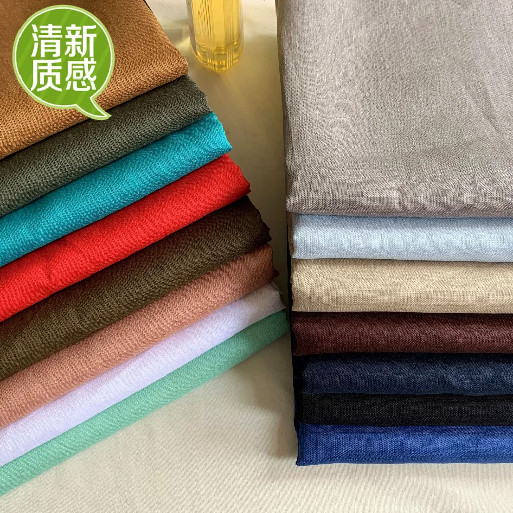 100% Linen Plain Flax Hemp Clothing Fabric Casual Pants Dress Robe Fabric Cool Breathable Retro by Meter