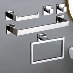 Set di accessori per il bagno di lusso Accessori Mensola in argento brillante Gancio per accappatoio Porta asciugamani Porta carta igienica in acciaio inossidabile