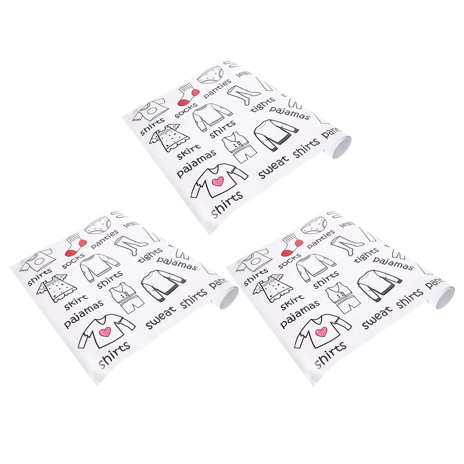 3Sheets Clothing Label Stickers Removable Clothes Classification Labels for Wardrobe Drawer Organizer Room Decoration