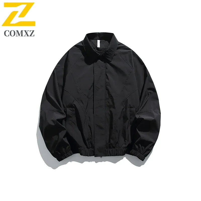 

COMXZ 2025 Men's Waterproof Stand Collar Jacket Autumn Lightweight Breathable Anti Static Loose Fit Versatile Casual Coat