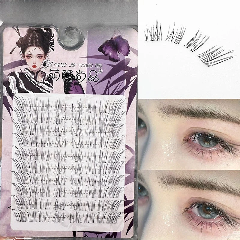 10 Rows Velvet Fog Fox False Eyelashes Natural Fairy Segmented Fake Eyelash Broken Feeling Lashes Makeup Accessories
