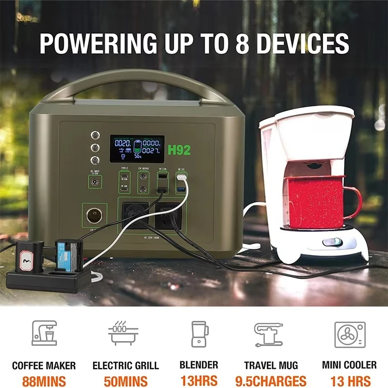 Hot Sale Products Outdoor Camping Type-C Input 1000W Lithium Battery Power Bank 12V Outdoor Power Supply