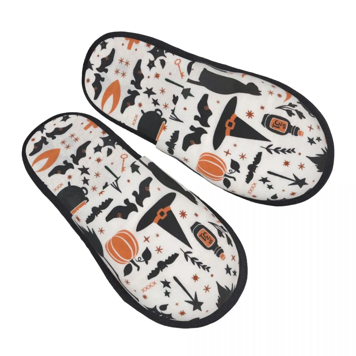 Halloween Pumpkins Bats Witch Pattern Men Women Furry slippers,fashion Color printing special Home slippers,Neutral slippers