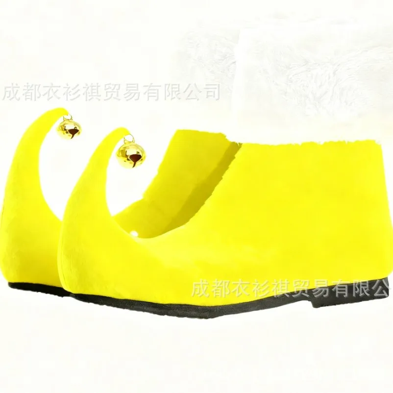 Elfo per adulti di Natale Scarpe da Babbo Natale Stivaletti rossi con campanelli Accessori per giochi di ruolo per oggetti di scena per spettacoli teatrali unisex