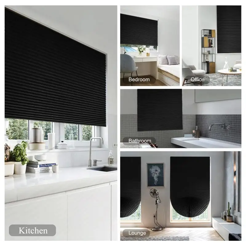 Self Adhesive Cordless Pleated Window Shades Breathable Fabric Blinds Tool Free Install for Rental Home Dorm Room Use