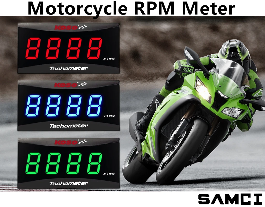 KOSO-tacómetro Universal para motocicleta, medidor de RPM, pantalla Digital LCD, tacómetro de motor, Mini medidor para YAMAHA, KAWASAKI, SUZUKI