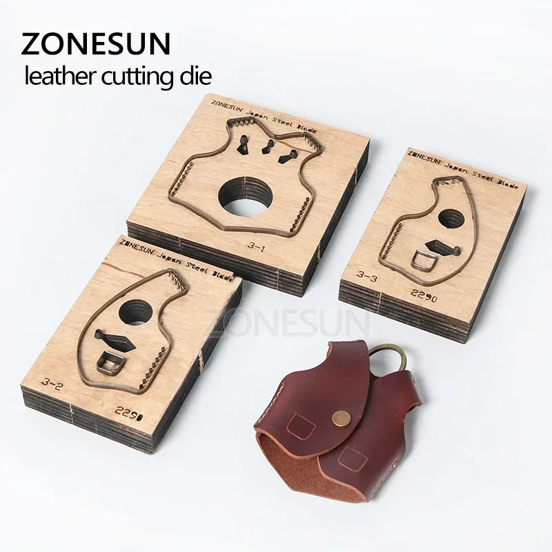 ZONESUN Y006 Customized leather cutting die shape key ring fob holder punch PVC/EVA sheet cutter mold DIY laser knife die