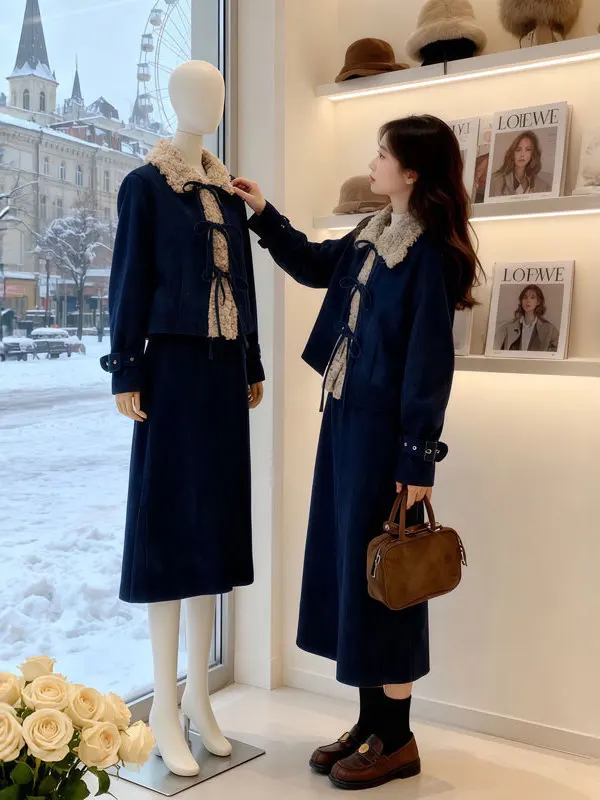 

Корейская короткая стеганая куртка с меховым воротником, шерстяное пальто, хит продаж этого года, зимняя мода, женская премиум-коллекция