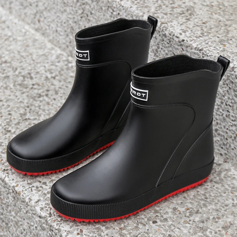 Fashion Men's Rain Boots Chef Shoes Fishing Shoes Casual Waterproof Comfortable Large Size Non-slip Strong Wear-resistant Trend
