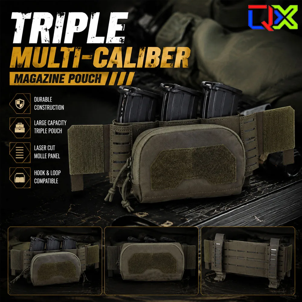 QX K Style Triple Multi-Caliber Magazine Pouch Tactical MOLLE Outer Pouch Adjustable Ammo Bag Outdoor Gear