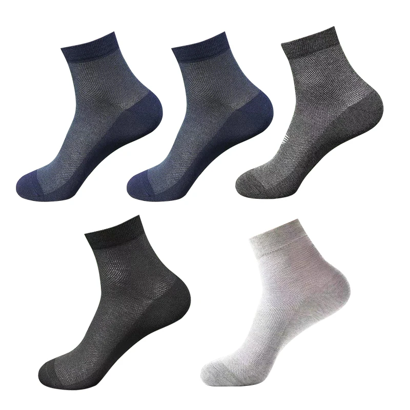 5 Paar dünne Frühlings- und Sommersocken für Herren, atmungsaktive Mesh-Arbeits- und Business-Freizeitsocken, schwarz, neutrale Socken, Übergröße EU38-47