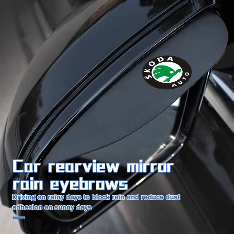 2PCS Soft Rubber Rearview Mirror Rain Eyebrow Styling Accessories For Skoda Fabia Kamiq Superb Scala Enyaq-iV MK3 VisionS Yeti