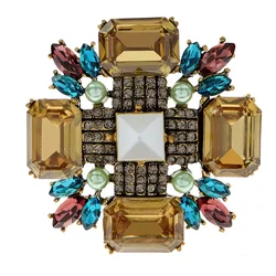 Jelly Colored Fashionable Geometric Cross Brooch Retro Baroque Emblem Men/Women's Suits Dresses Skirts Clothing Accessories