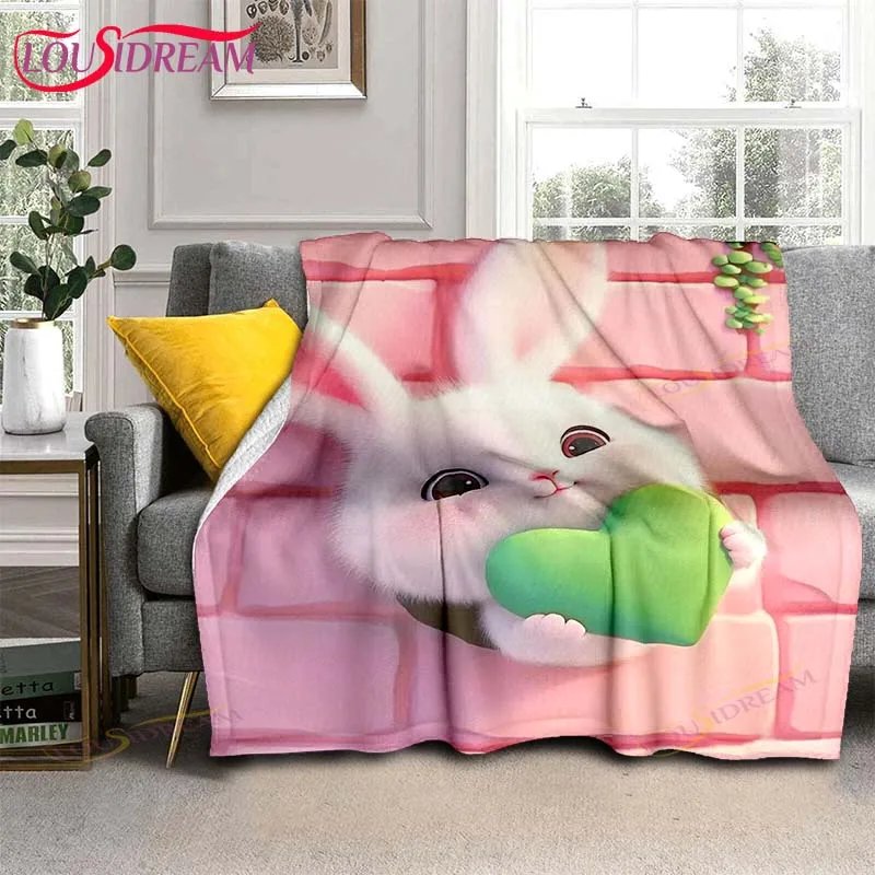 

Cute Kawaii Animal Aniamls Rabbits Printed Soft Warm Blanket for Kids Living Room Bedroom Throw Blankets for Bedding Travel gift
