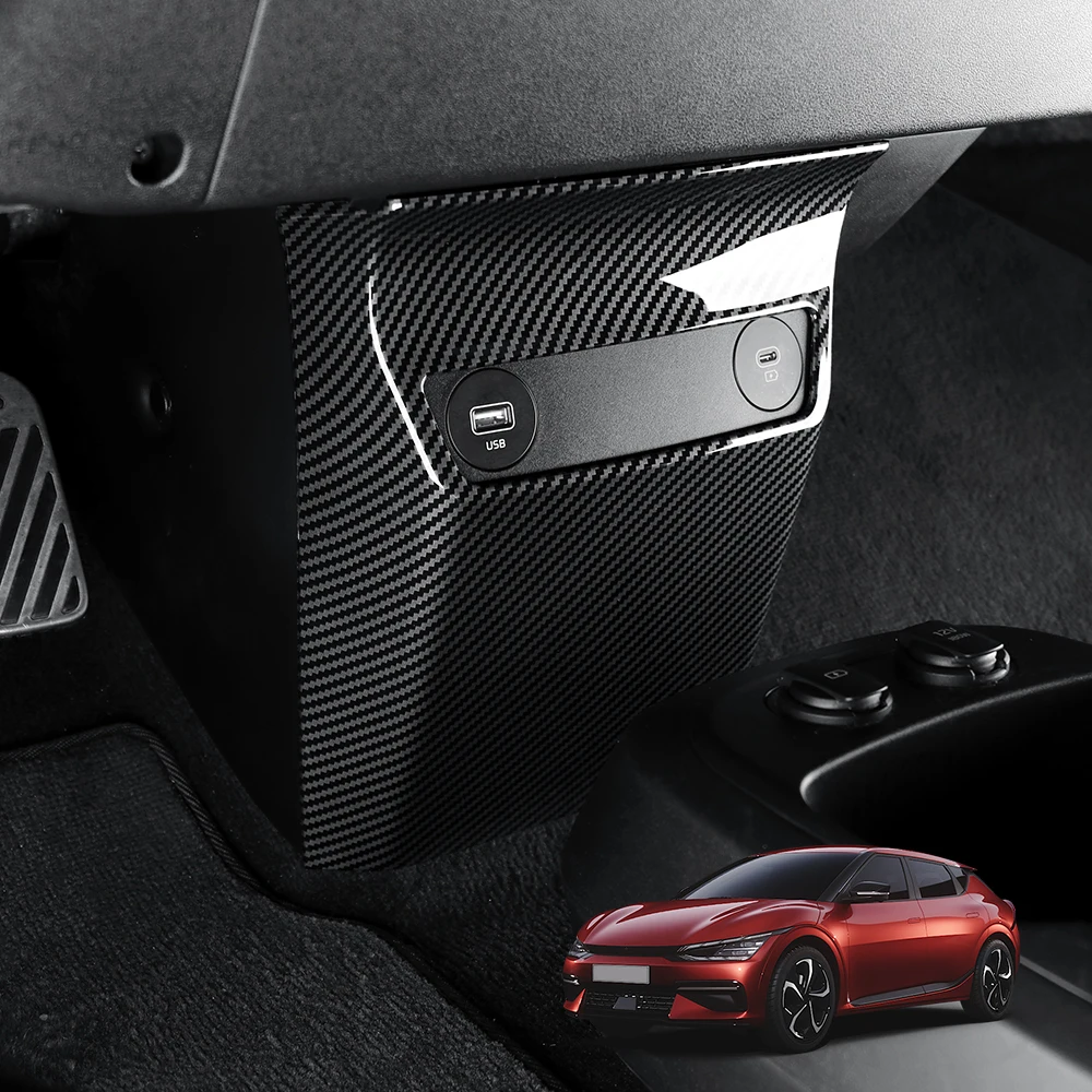 

For KIA EV6 GT Line 2022-2026 Front Console Center USB Charging Port Cover Anti Kick Frame Car Interior Mouldings