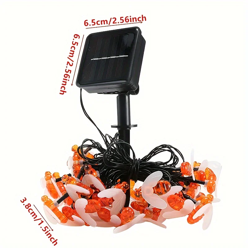 Solar Powered Bee String Lights 20 LED 2 Modes Outdoor Garden Lawn Decor Lamp Tree Flowerpot Bushes Outside Decoration Mom Gift
