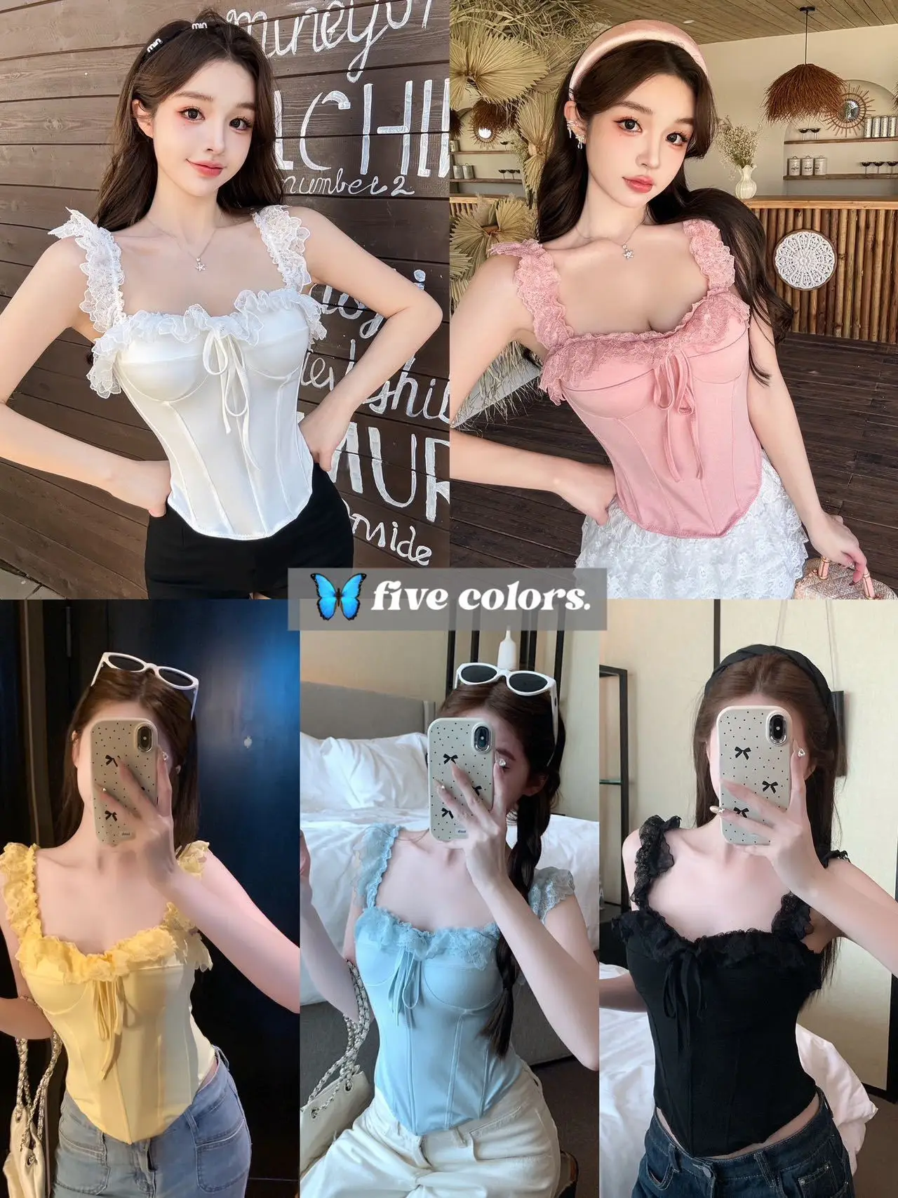 Sexy Lace Off-Shoulder Backless Cami Top, Slim Fit with Built-in Bra Pad