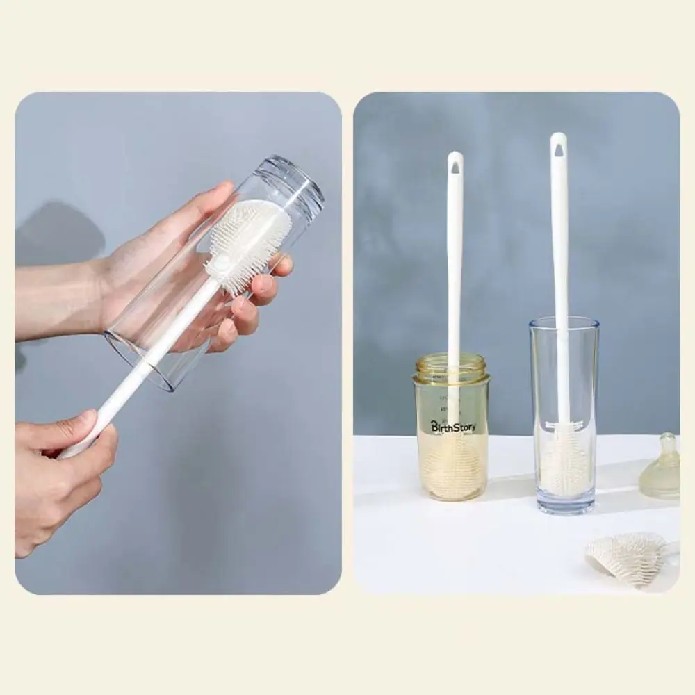 Without Blind Side Soft Head Bottle Brush Water Bottle Cleaner Silicone Bottle Cleaning Brush Soft Head Handheld