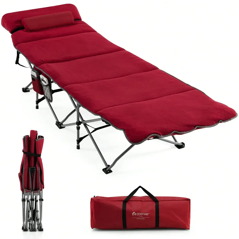 Folding Retractable Travel Camping Cot W Removable Mattress Carry Bag