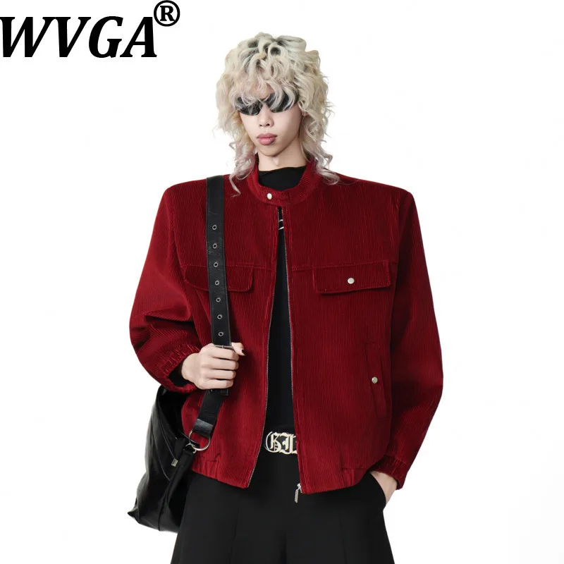WVGA Autumn Winter New Men's Original Design Retro Style Stand Collar Trendy Corduroy Jacket Niche Chic Casual Short Coat W27885