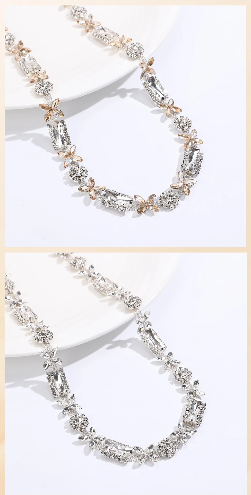 10 Yards Strasskette Kristalldiamant DIY Bastelzubehör Kleidungsaccessoire Glitzer-Strassband Nähzubehör Geschenkdekoration – Detail 8