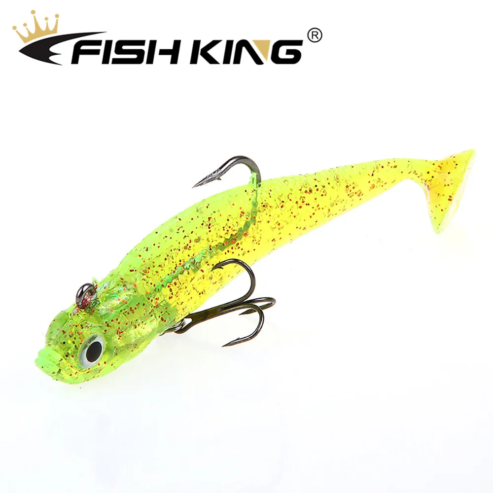 FISH KING Silikon Angel köder mit Höhen haken Jig Head Bass shad Pike Wobbler Weicher Köder 80mm/9G 100mm/21,5G 3 teile/los