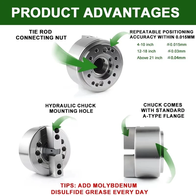 CNC Machine Tools Accessories 2- Jaw Chuck Through-hole Hydraulic Power Chuck Drill Lathe