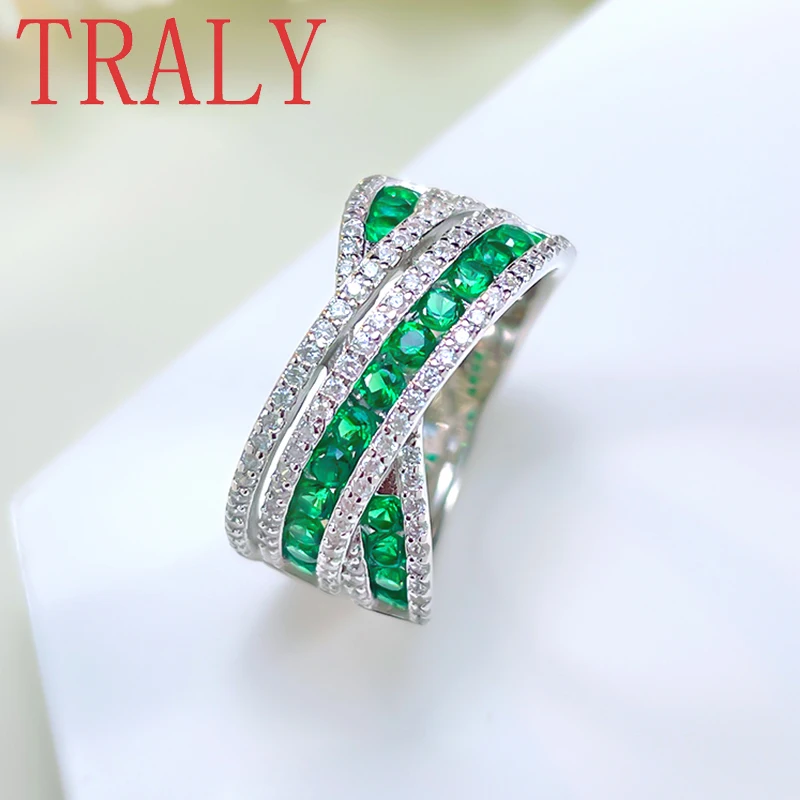 925 Sterling Silver Emerald Rings for Women Men Inlaid High Carbon Diamond Wedding Band Hight Quality Couples Party Jewelry Gift