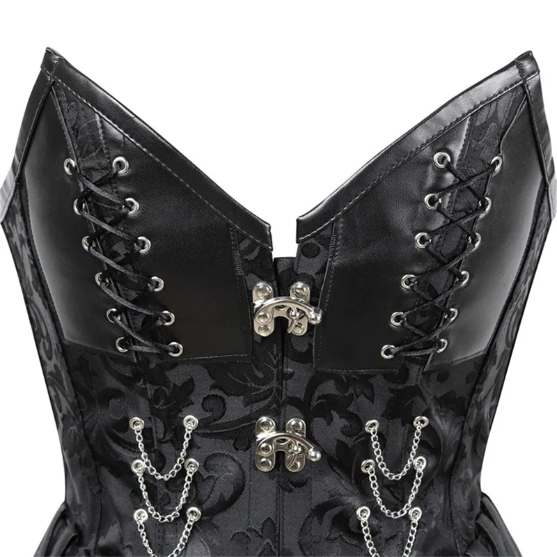 Steampunk Black Overbust Corset Top Gothic Bustier Waist Trainer Women