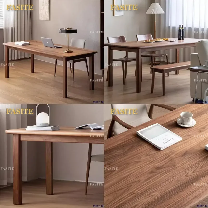 For Modern Simple Black Walnut Dining Table Desk Workbench Log Tea Table Cherry Wood All Solid Wood Study Desk