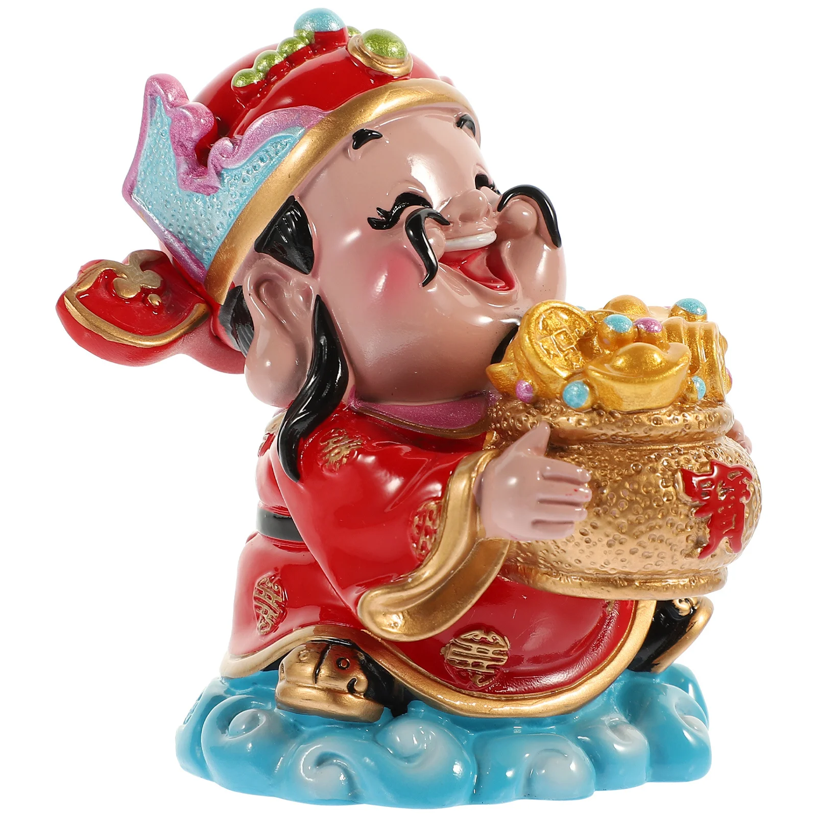

Sturdy Resin God of Wealth Ornaments Creative Wealth Blessing Statue Perfect Gift for Friends Family Home Office Embellishment