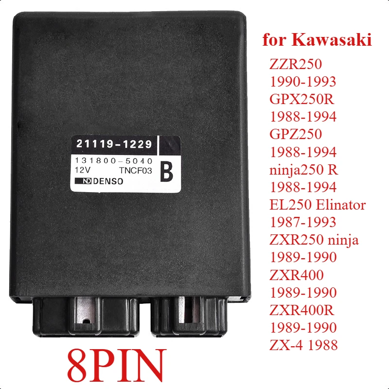 

8Pin Motorcycle Digital Ignition CDI Unit for Kawasaki EL250 Elinator 87-93 ZXR250 ninja ZXR250 ninja ZXR400R 1989-1990 ZX-4