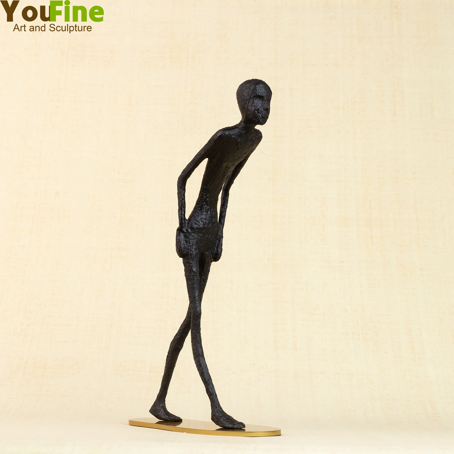 Abstract Metal Sculpture Handmade Metal Statues Antique Walking Man Figurines Creative Art Crafts Home Indoor Decor Gift