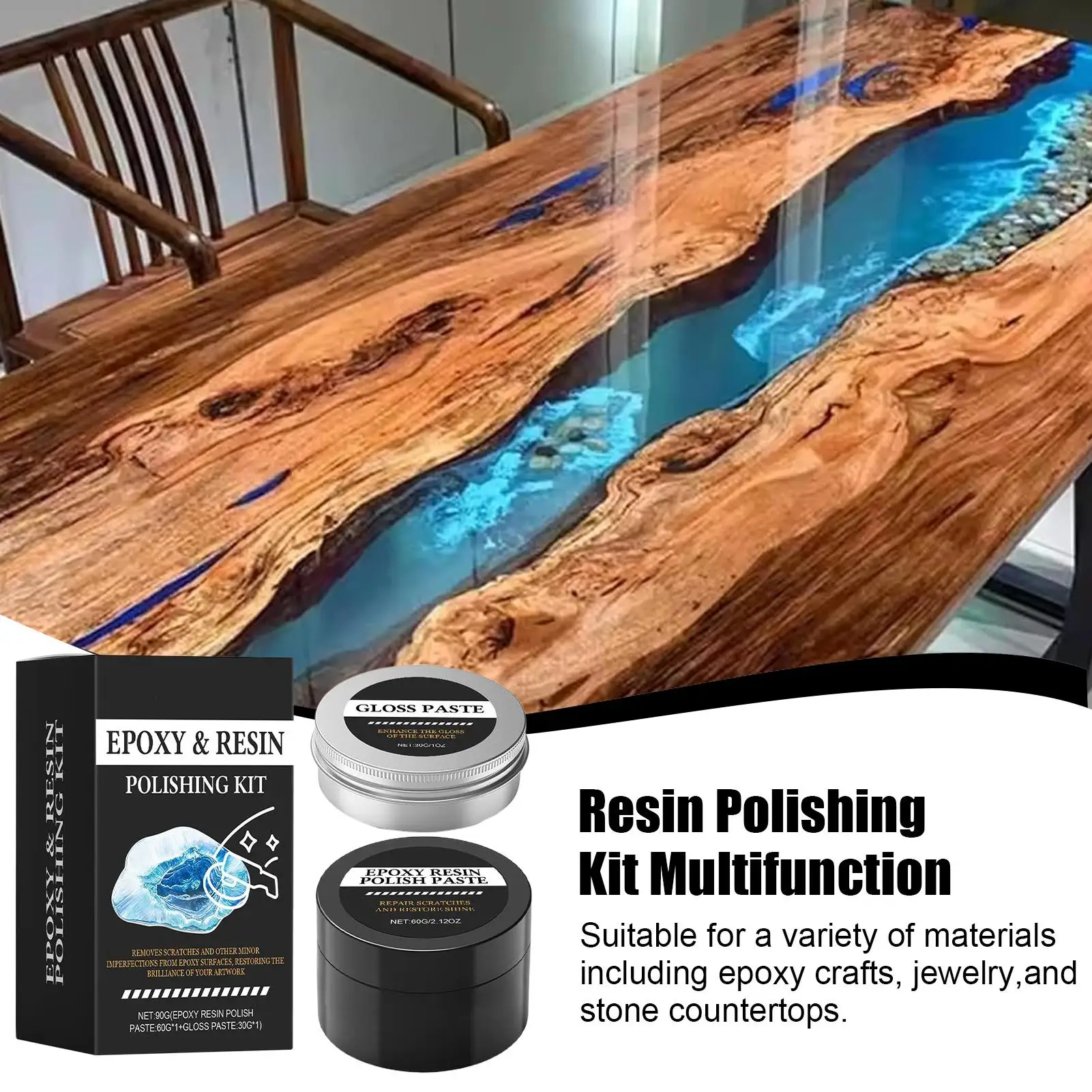 Epoxy Polishing Kit for Resin Creamy Paste Removes Scratches Acrylic Polishing Kit for Homeowners Beginners Art Projects Table
