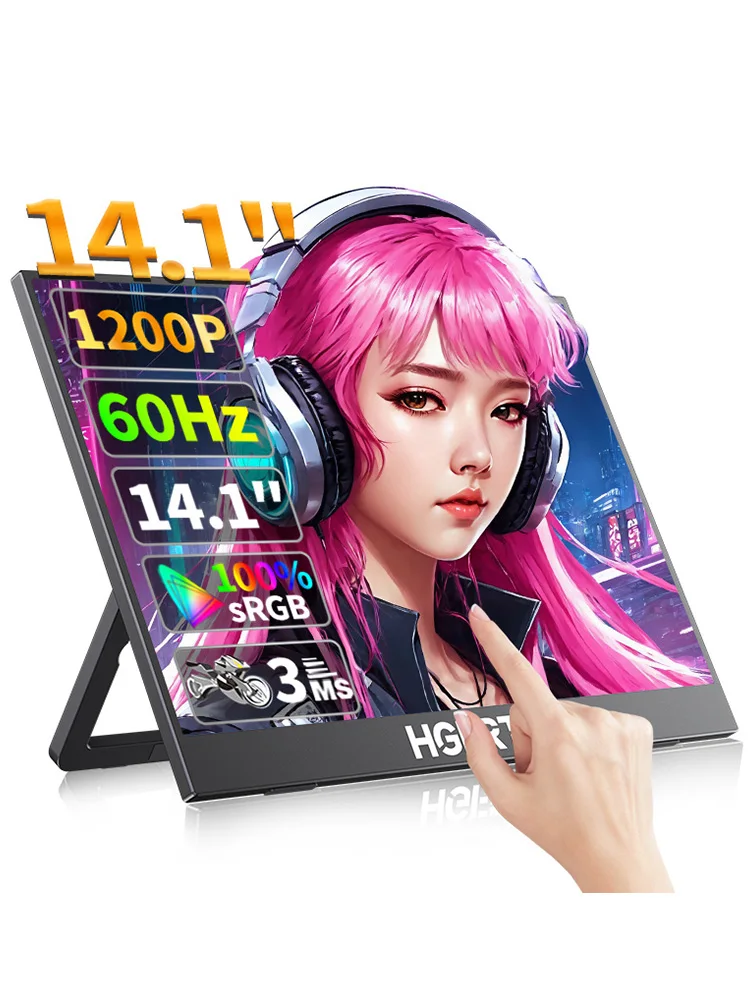 HGFRTEE 14 inch draagbare monitor Touch/no Touch optioneel 100% sRGB 400cd/m2 Gaming Computer Uitbreidbaar scherm voor XBox PS4/5 Switch - afbeelding 2