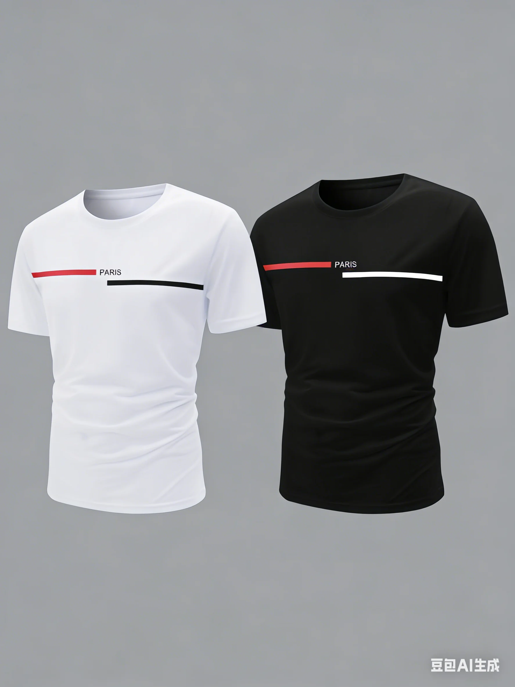New Men's Quick Dry T-Shirt 2-Pack Paris Striped Casual Sport Tee Breathable Lightweight Summer Tops