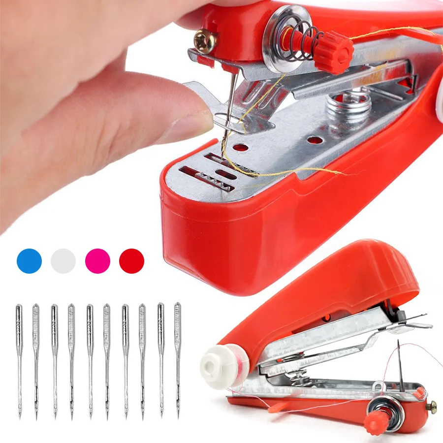 11/22-teiliges Mini-Handnähmaschinen-Set mit Nadeln, tragbar für Haushalt, Kleidung, dünne Stoffe, Handnähzubehör XJM
