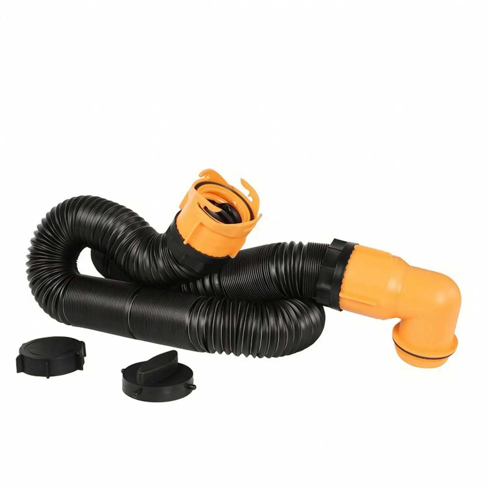 Flexible RV Drainage Tube 3 Inch Sewage Hose for Black Water Waste Tank with Orange Couplers
