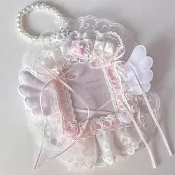 Angel Wings Photocard Top Loader Ribbons Handmade Kpop 3 Inch Cards Sleeve Lace Decor Sweet ID Photo Card Protector Gilft