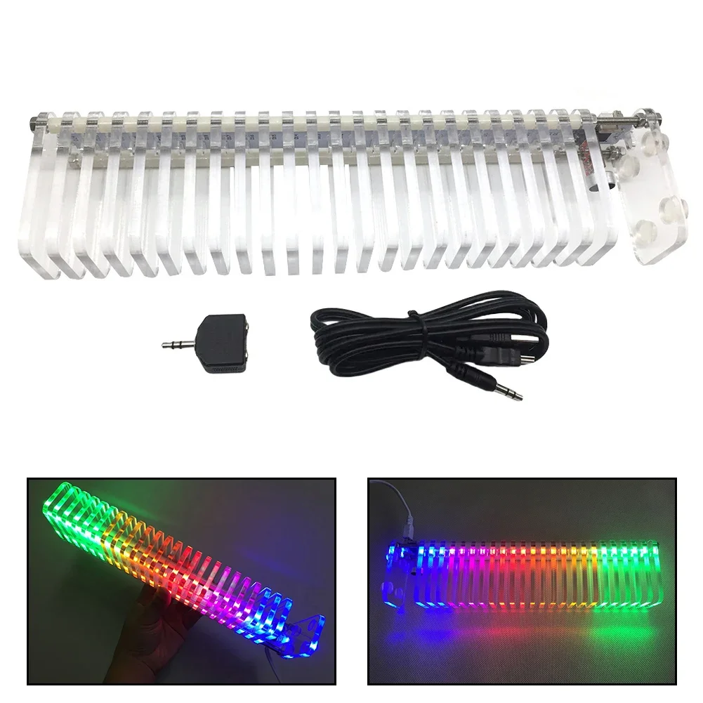 محلل مستوى الصوت مع محلل الصوت USB جهاز عرض الصوت LED VU Meter Kit تصميم 16 قطعة شاشة LED 6 ألوان #3