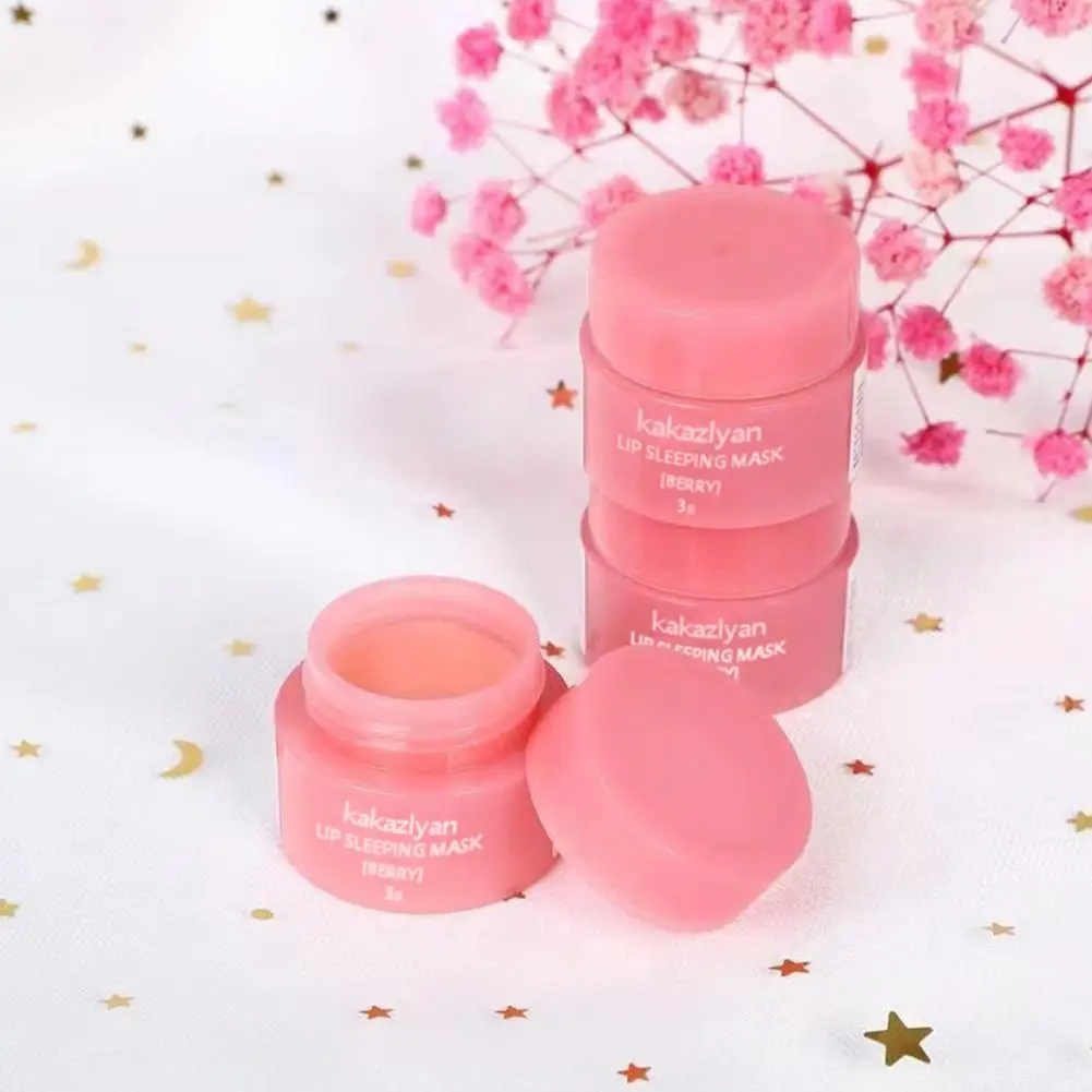 3PCS/sale Women Lip Mask Night Sleep Maintenance Moisturizing Lip Gloss Bleach Cream Nourishing Lip Care Lip Balm