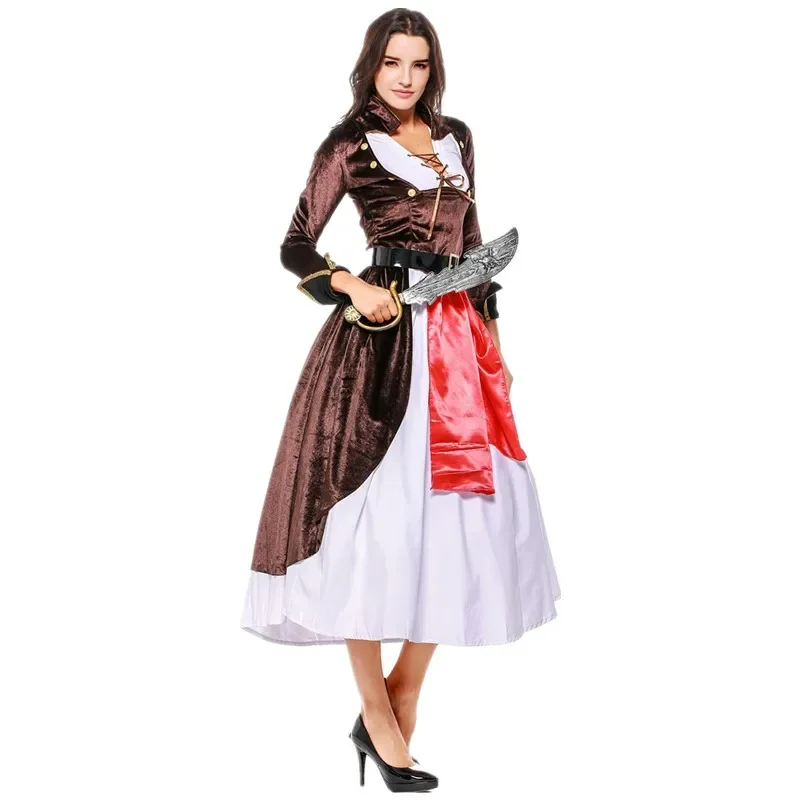 Seksowne dorosłe kobiety karaibski kostium pirata Halloween Matador pirat kapitan na imprezę Cosplay sukienka kostiumy na Halloween dla kobiet