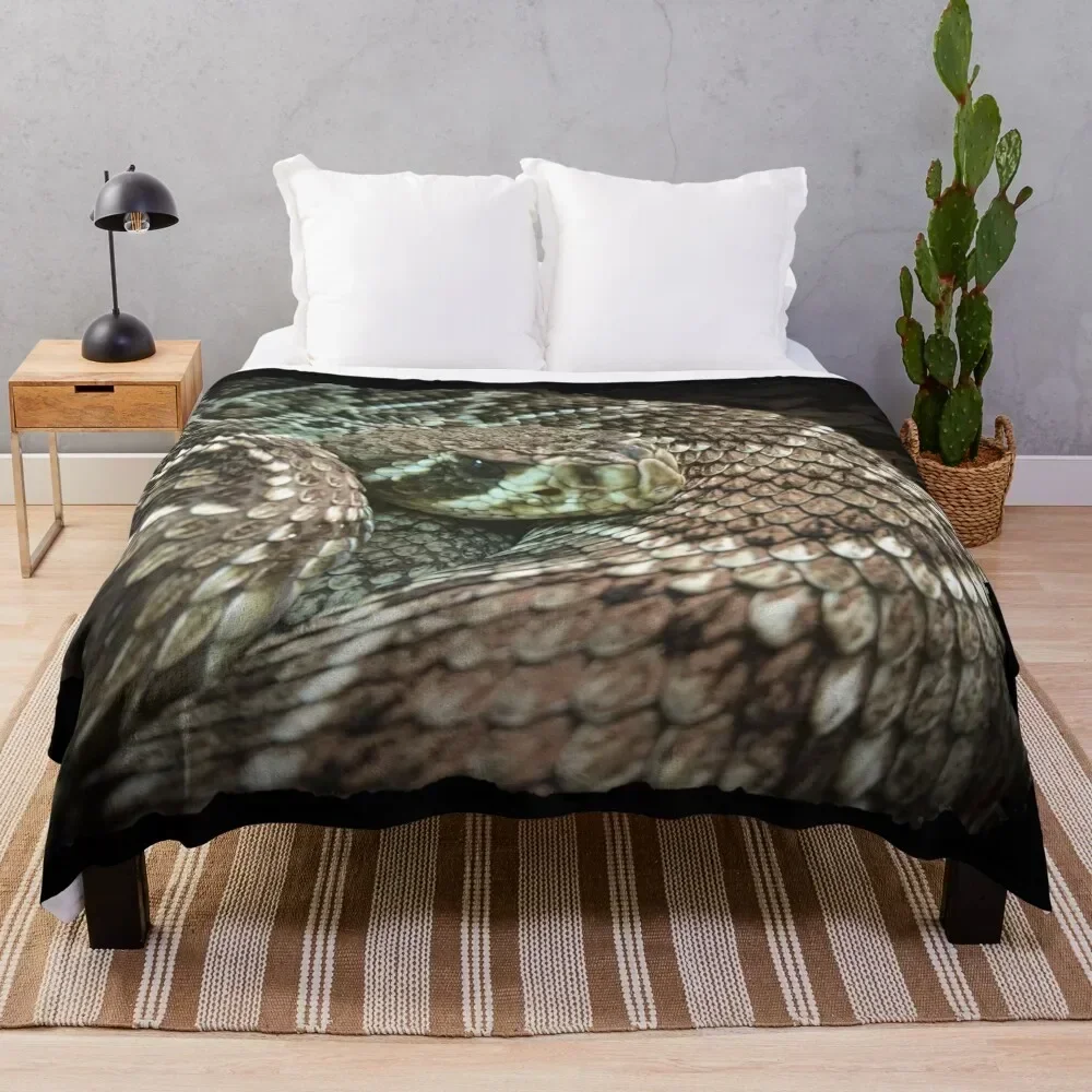 

Snake, Coiled Diamondback Rattlesnake Throw Blanket Soft Solid Color Blanket for Couch Bed